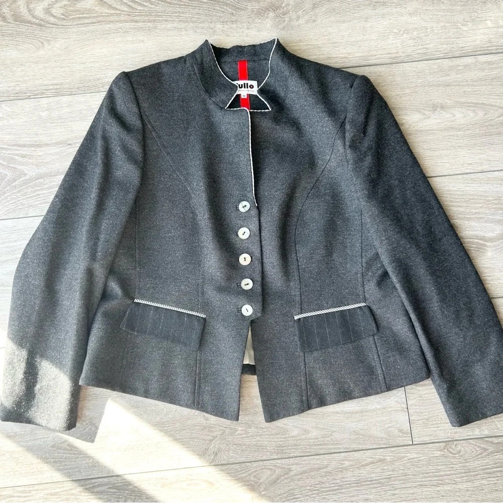 Vintage Tullo Stand Collar Wool Blazer Made In Ge… - image 4